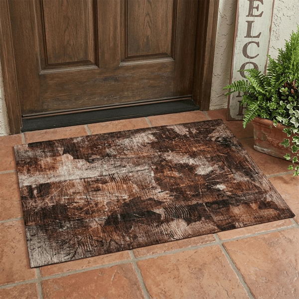 HomeRoots Orange Floral Washable Non Skid Accent Rug - image 