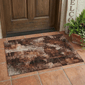HomeRoots Orange Floral Washable Non Skid Accent Rug - image 1