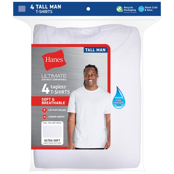 Mens Tall Hanes Ultimate&#174; FreshIQ 4pk. Crew Neck Tees