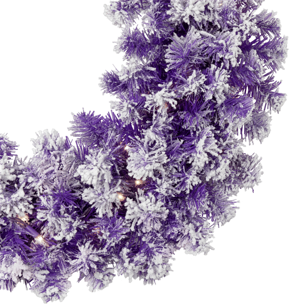 Northlight 24in. Pre-Lit Flocked Purple Pine Christmas Wreath