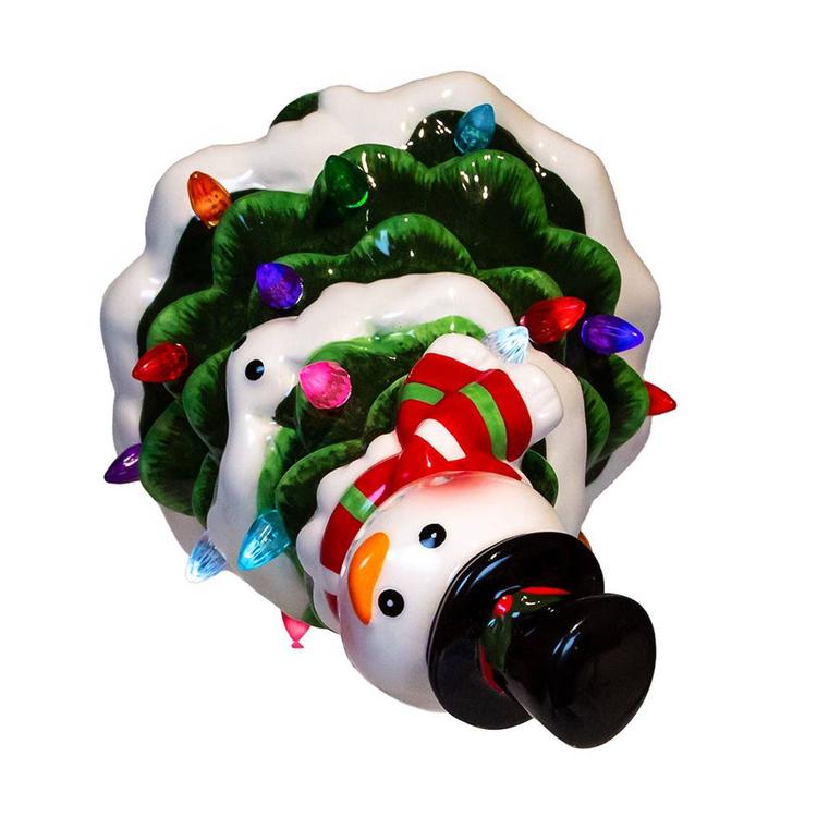 Kurt Adler 9in. Battery-Operated Ceramic Light-Up Snowman Tree