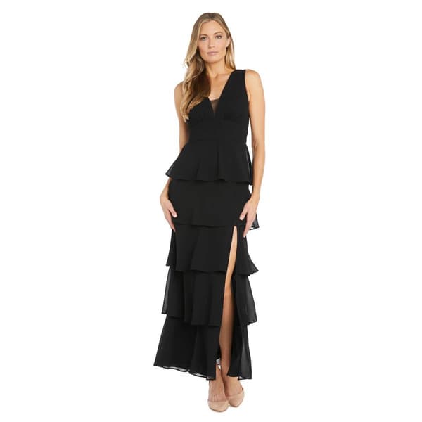 Womens R&M Richards Sleeveless Georgette Tier Evening Gown