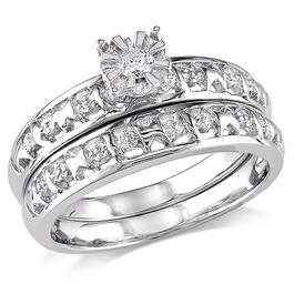 Loveblooms&#40;tm&#41; Sterling Silver Diamond Bridal Ring Set