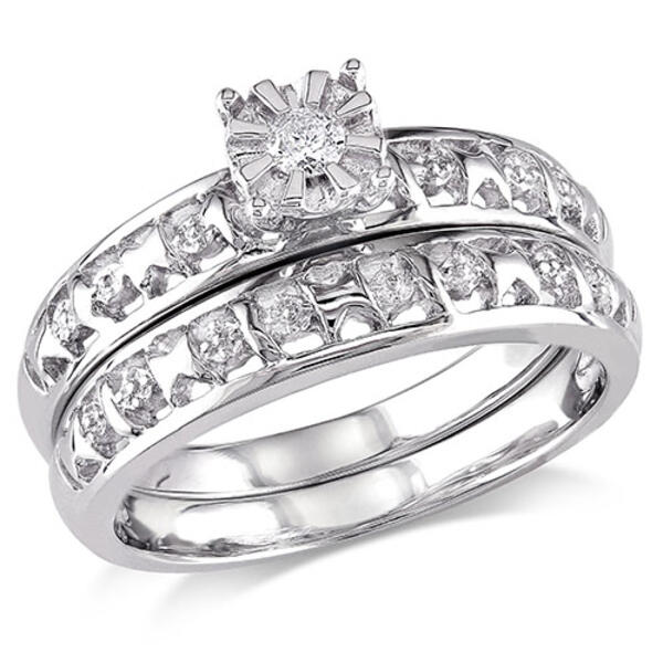 Loveblooms&#40;tm&#41; Sterling Silver Diamond Bridal Ring Set - image 