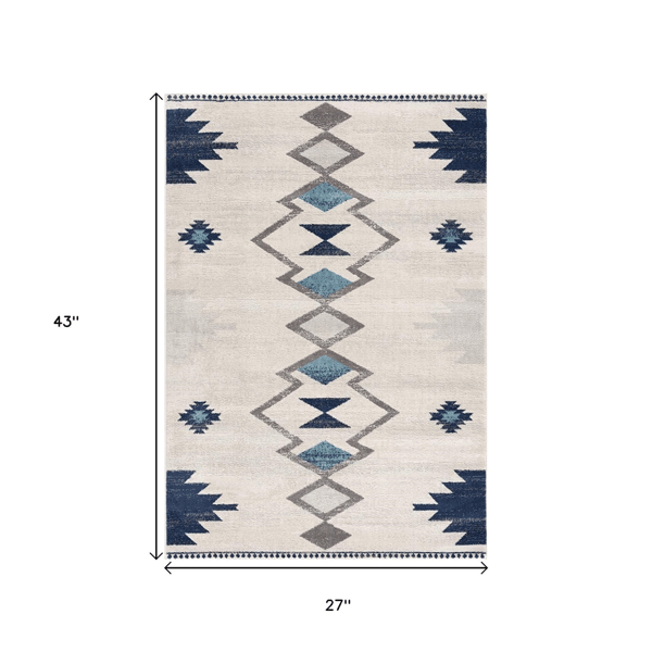 HomeRoots Blue & Ivory Southwestern Accent Rug