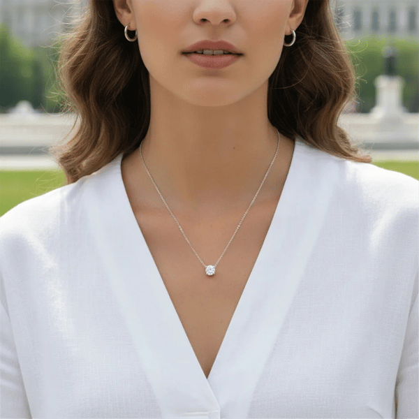 Saffron Sterling Silver Moissanite Diamond Pendant Necklace
