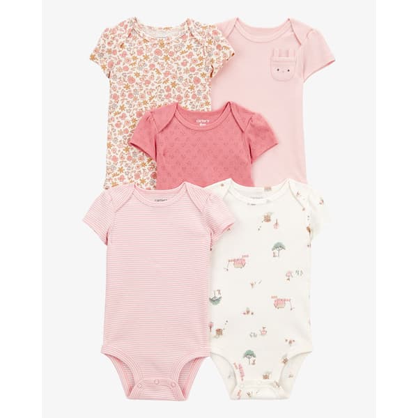 Baby Girl (NB-24M) Carters(R) 5pk. Home Grown Floral Bodysuits - image 