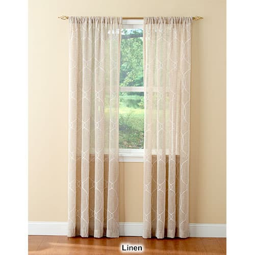 Geneva Embroidered Faux Linen Pole Top Curtain Panel