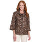 Petite Multiples 3/4 Puff Sleeve 2 Pocket Button Front Animal Pr - image 1