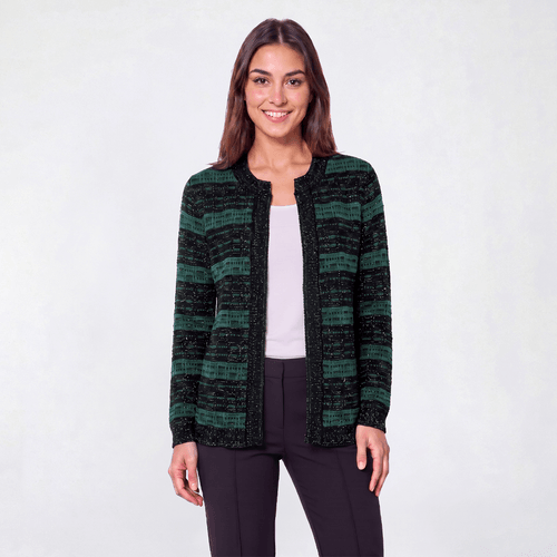Womens Kasper Long Sleeve Textured Stripe Cardigan - image 
