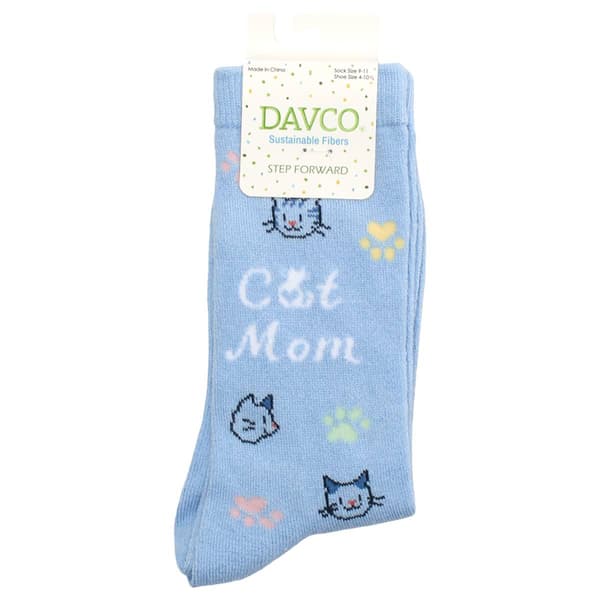 Womens Davco® New Cat Mom Crew Socks