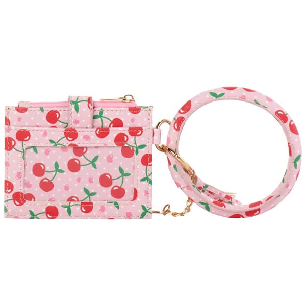 Womens DS Fashion Ring Loop Wristlet w/ Tassel & Charm - Cherry