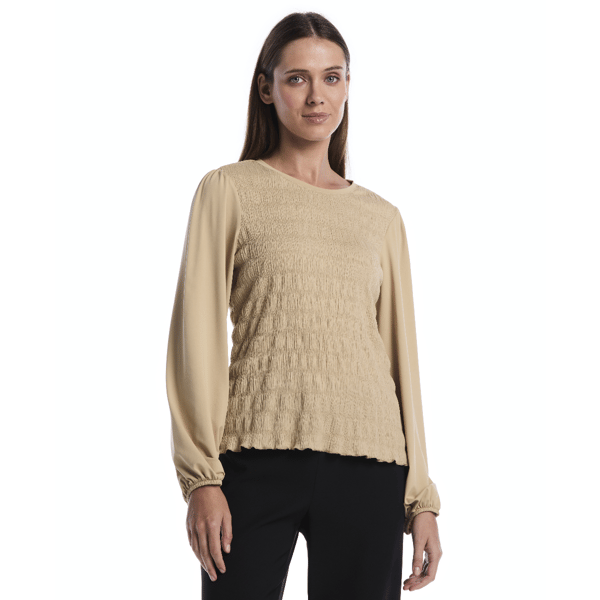 Womens Rafaella Puff Sleeve Crew Neck Top Shirt - image 
