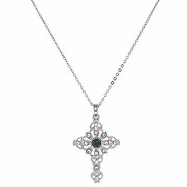 Symbols of Faith Blue Crystal Cross Necklace