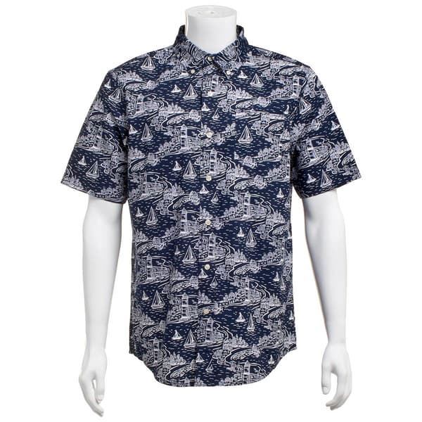 Mens Chaps Lighthouse & Boats Button Down Shirt - image 
