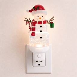 Melrose 7in. Snowman with Present Snow Globe Night Light