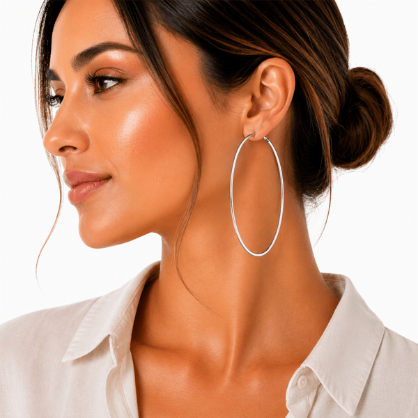 Saffron 60mm Stainless Steel Polished Flat Bottom Hoop Earrings