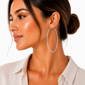 Saffron 60mm Stainless Steel Polished Flat Bottom Hoop Earrings - image 2