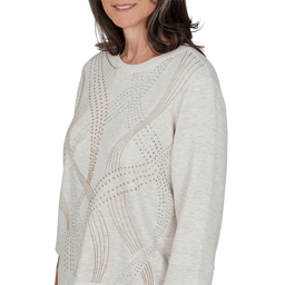 Petite Alfred Dunner Good To Go 3/4 Sleeve Stud Swirls Sweater