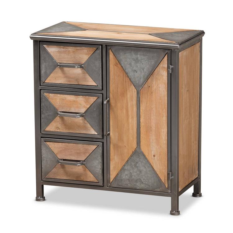 Baxton Studio Laurel Oak Brown Wood 3-Drawer Storage Cabinet