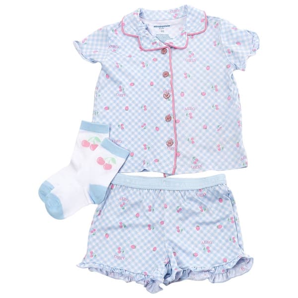 Toddler Girl Aeropostale Aero Cherry Pajama Set with Socks - image 