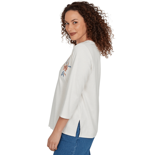 Petite Alfred Dunner Camden Market Floral Embroidery Blouse