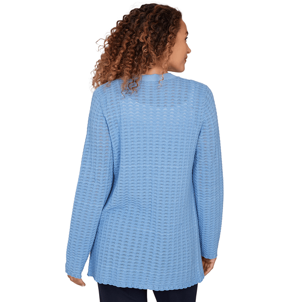 Petite Emaline Seabreeze Essence Open Front Pointelle Cardigan