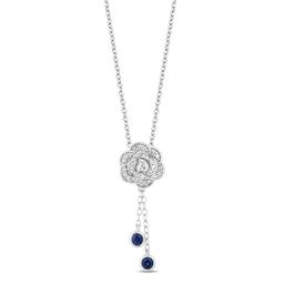 Enchanted by Disney Sterling Silver Blue Sapphire Flower Pendant