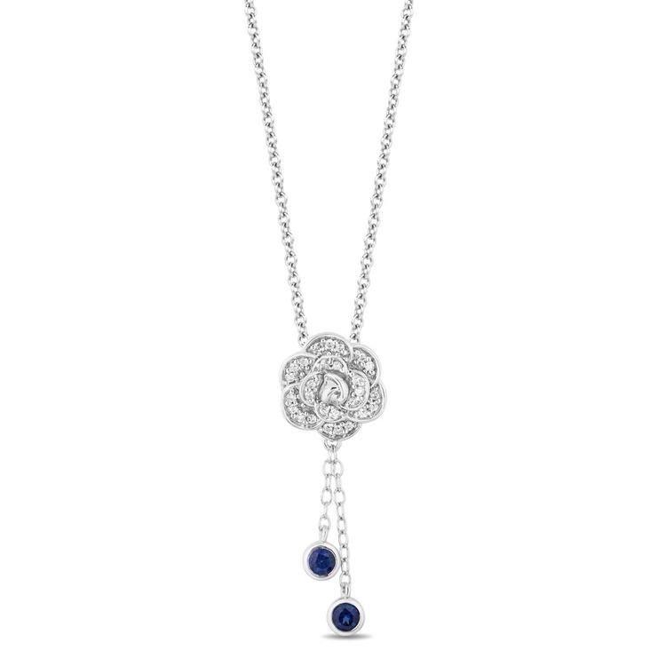 Enchanted by Disney Sterling Silver Blue Sapphire Flower Pendant