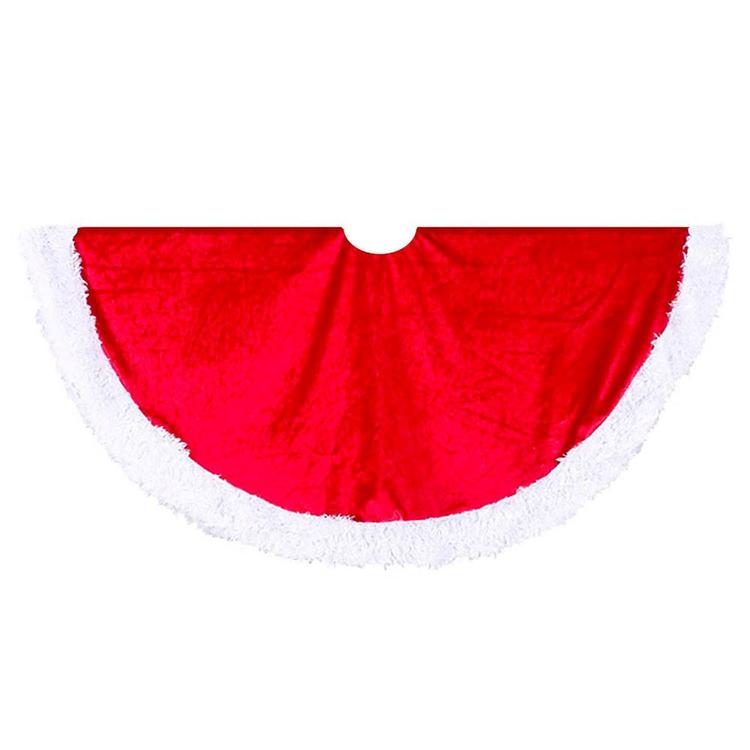 Kurt Adler 44in. Red Velvet Tree Skirt w/ White Trim