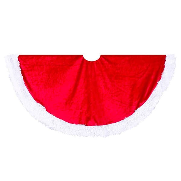 Kurt Adler 44in. Red Velvet Tree Skirt w/ White Trim
