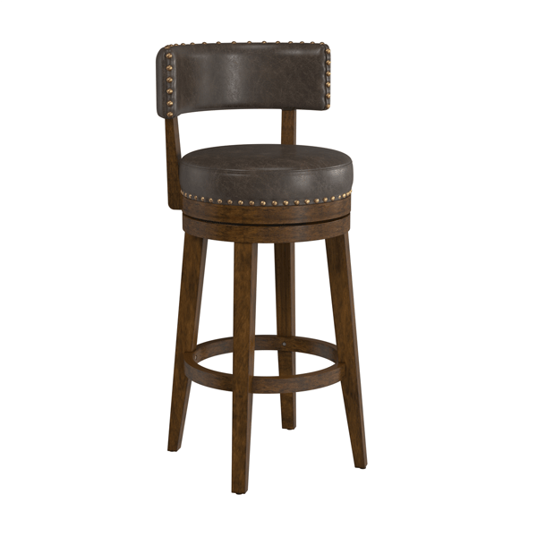 HH2 Home Lawton Wood & Upholstered Swivel Bar Height Stool