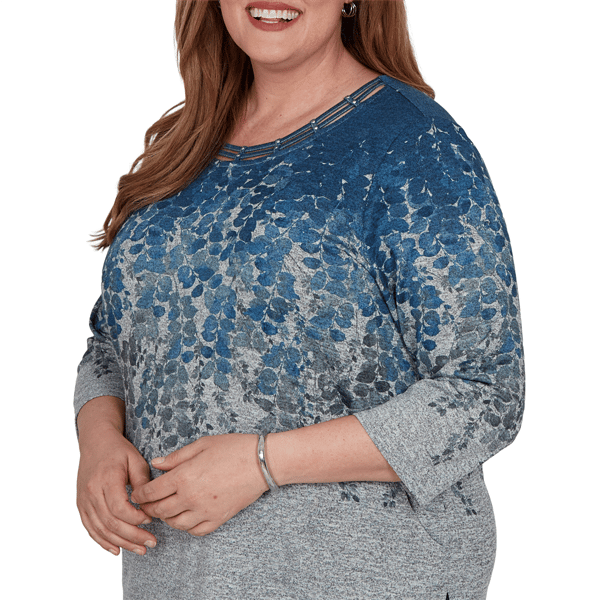 Plus Size Alfred Dunner Classics 3/4 Sleeve Falling Leaves Blouse
