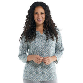Womens Hasting & Smith 3/4 Sleeve Flower Henley