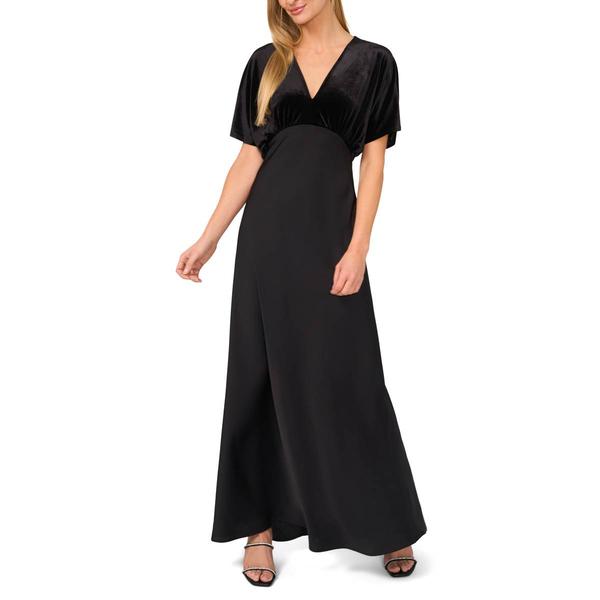 Womens MSK Dolman Sleeve Velvet Top Satin V-Neck Gown