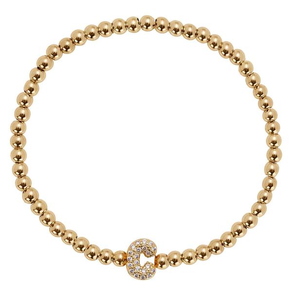 Athra 14kt. Gold Over Brass Initial C Stretch Bracelet - image 