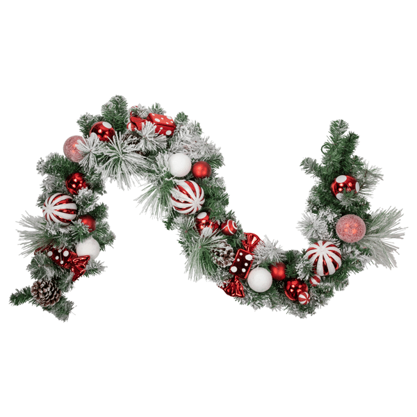 Northlight 6ft. Flocked Pine Christmas Garland with Ornaments