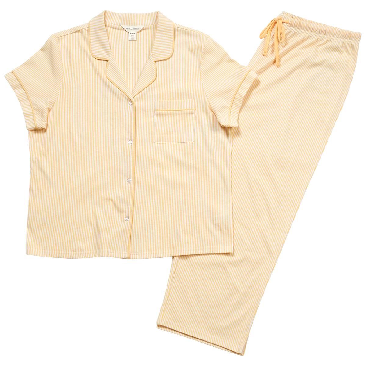Womens Laura Ashley® Short Sleeve Stripe Boxy & Capris Pajama Set