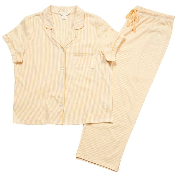 Womens Laura Ashley® Short Sleeve Stripe Boxy & Capris Pajama Set