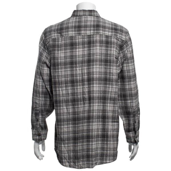 Mens Big & Tall Mountain Ridge Flannel Shirt-Charcoal/Grey/White