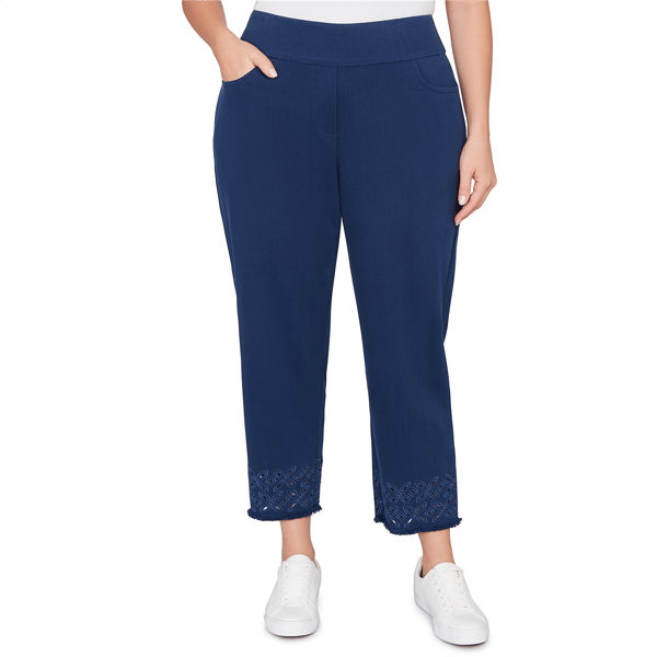 Plus Size Alfred Dunner Mykonos Embroidered Hem Pull-On Pants - image 