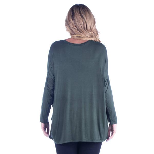 Plus Size 24/7 Comfort Apparel Oversized Long Sleeve Dolman Top