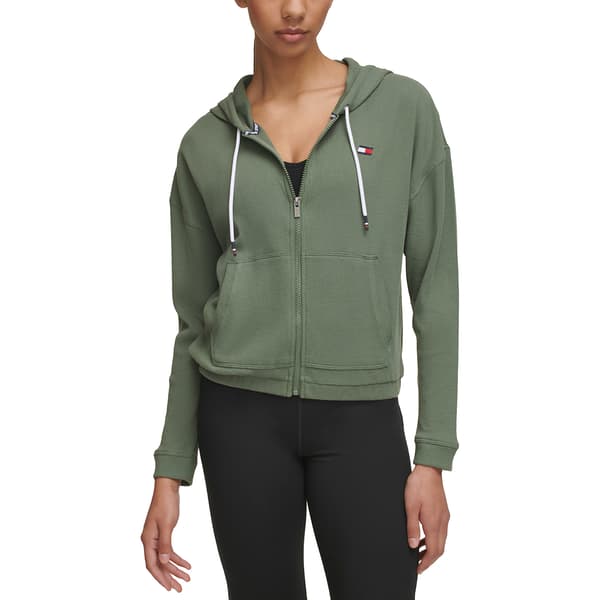 Womens Tommy Hilfiger Sport Long Sleeve Waffle Full Zip Hoodie