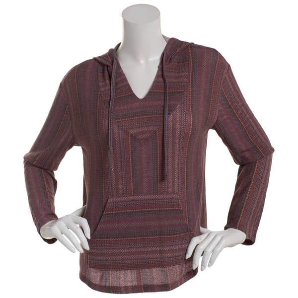 Juniors Wallflower Stripe Hacci Baja Hoodie