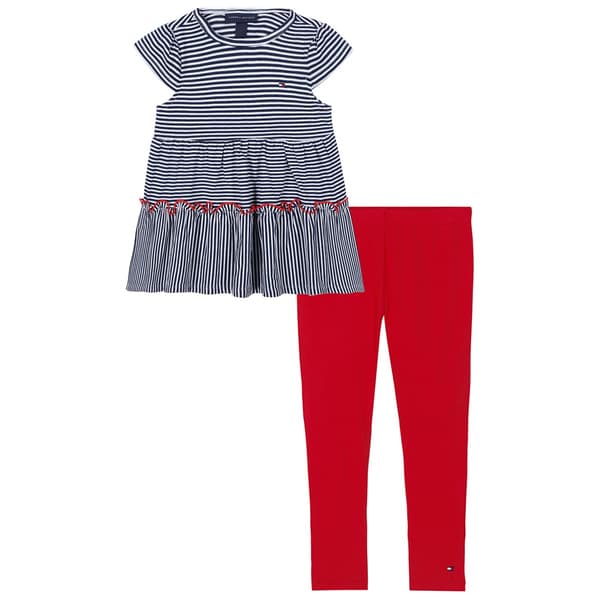 Girls &#40;4-6x&#41; Tommy Hilfiger Stripe Babydoll Top & Leggings Set - image 