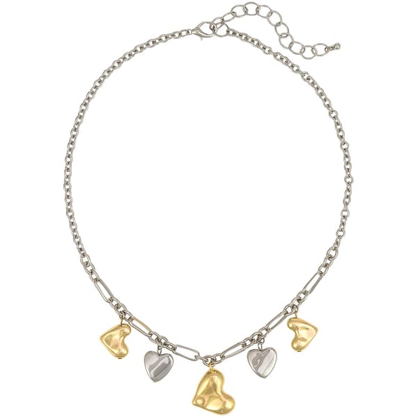 Ashley Cooper&#40;tm&#41; Two-Tone Heart Drops on Chain Frontal Necklace - image 