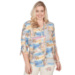 Petites Alfred Dunner Beachcomber Postcard Print Tie Sleeve Henl - image 1