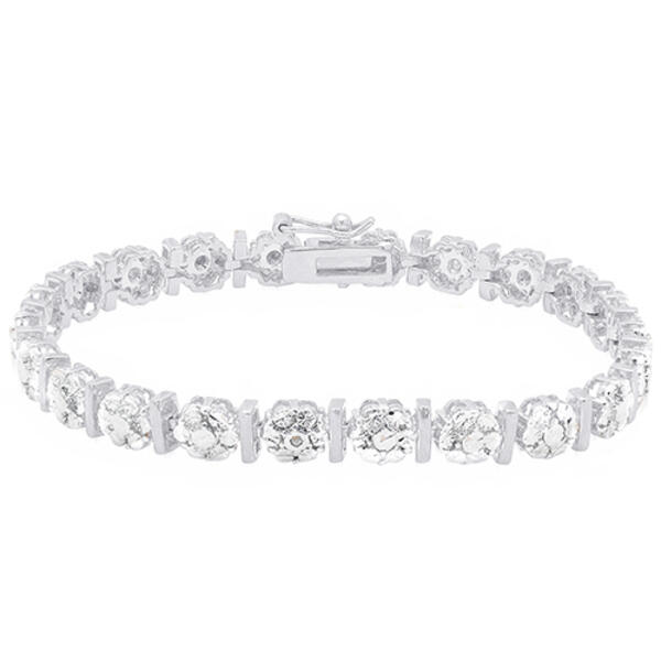 Accents Silver & Diamond Accent Flower Link Bracelet - image 