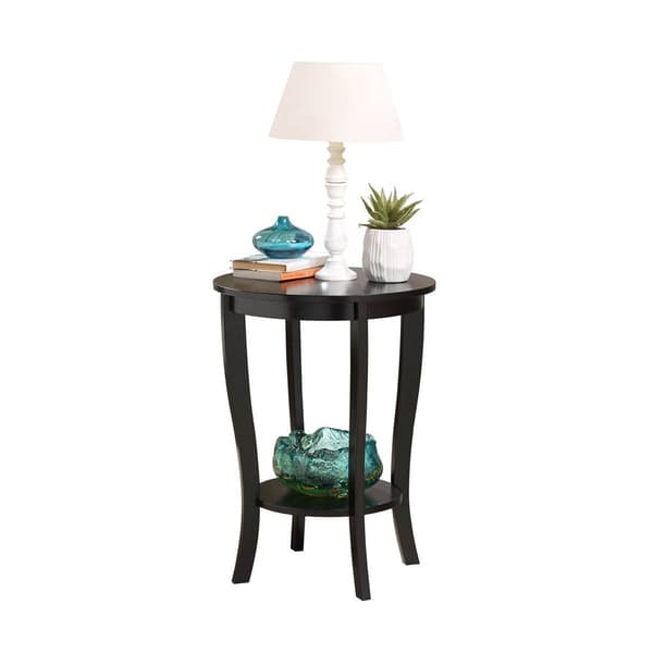 Convenience Concepts American Heritage Round End Table with Shelf