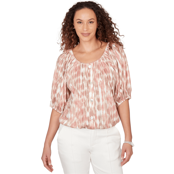 Plus Size Skyes the Limit Blooming Pastels Printed Elbow Sleeve